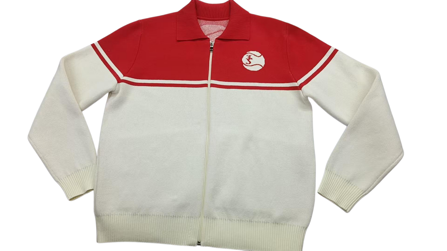 RED & CREAM TENNIS TRACK JACKET