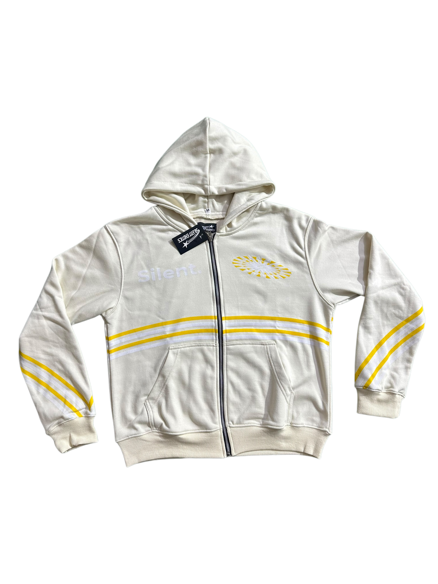 SILENT STRIPES HOODIE CREAM