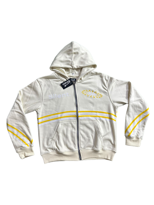 SILENT STRIPES HOODIE CREAM